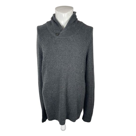 Abercrombie & Fitch Sweater Men's XL Shawl Collar Gray Long Sleeve - Picture 1 of 7